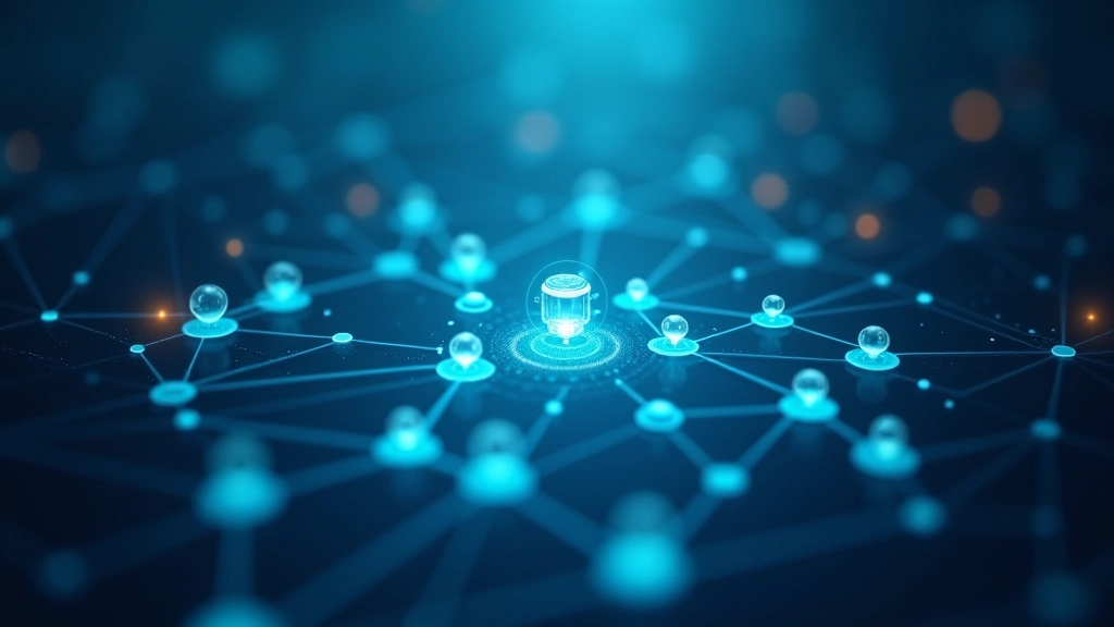 Datorgrafikas attēls, kurš parāda savienotus IoT sensorus ar dažādu krāsu datu plūsmām
